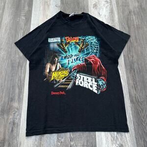Vintage 90s y2k Black Dorney Park Roller Coasters‎ Graphic Tee T-shirt Mens M